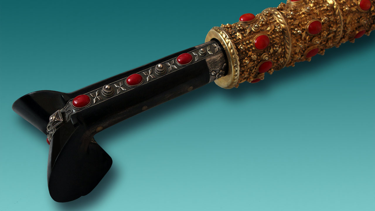 Manda boynuzu, gümüş ve mercan